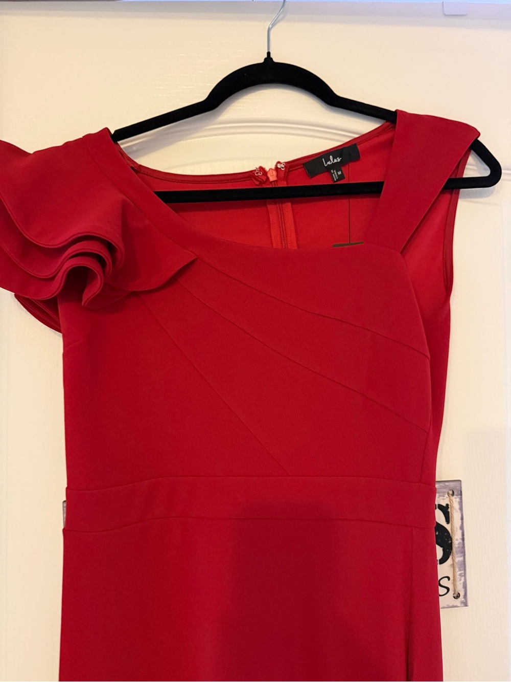 Lulu's Red One-Shoulder Ruffle Gown - Picture 2 of 4